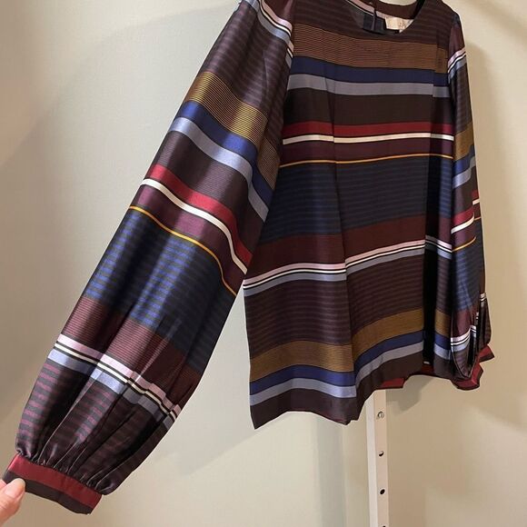 Loft Striped Long Sleeve Dressy Blouse - Picture 2 of 4